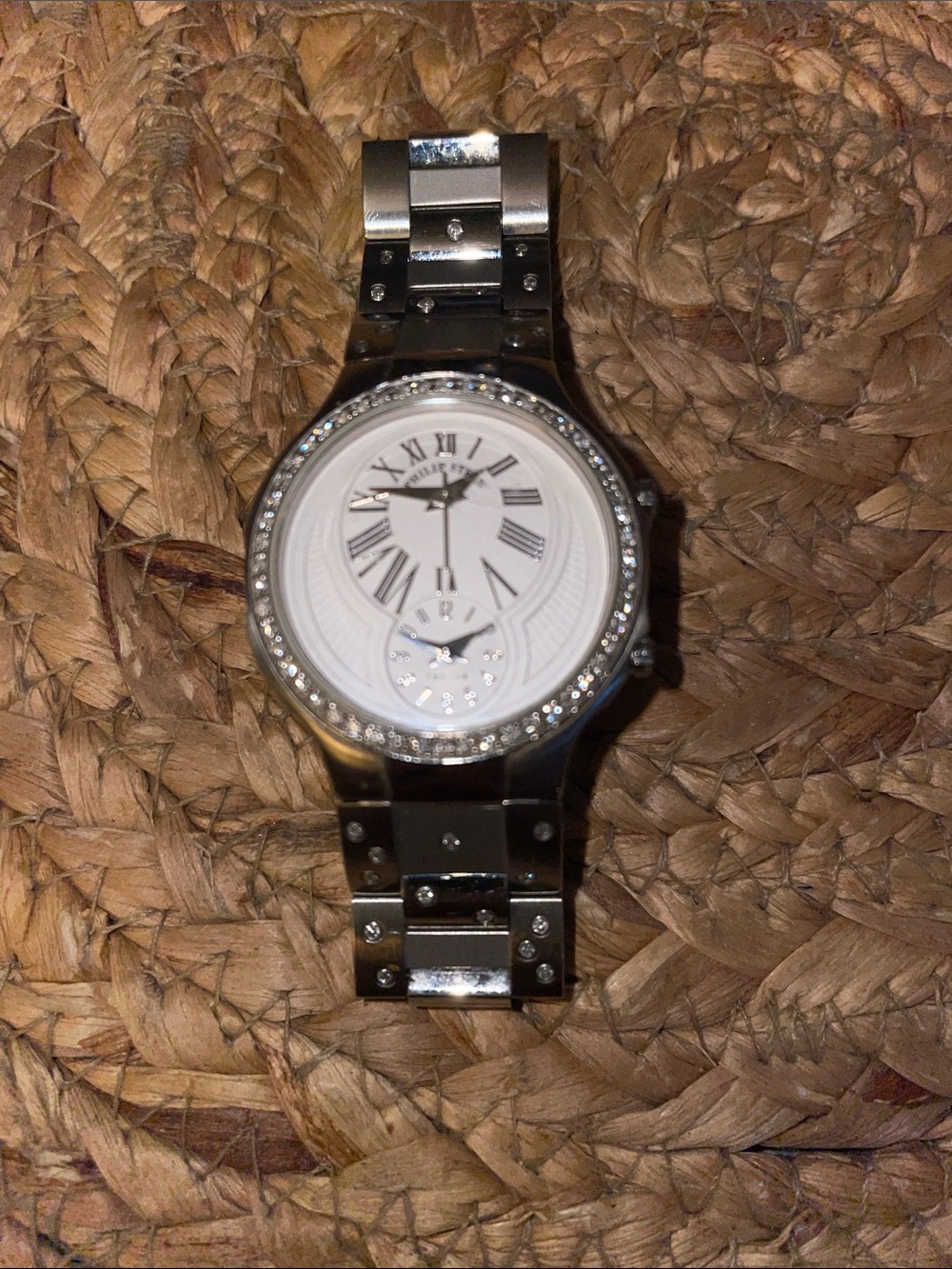 PHILIP STEIN TESLAR WOMANS WATCH 
(One diamond chip missing from band))